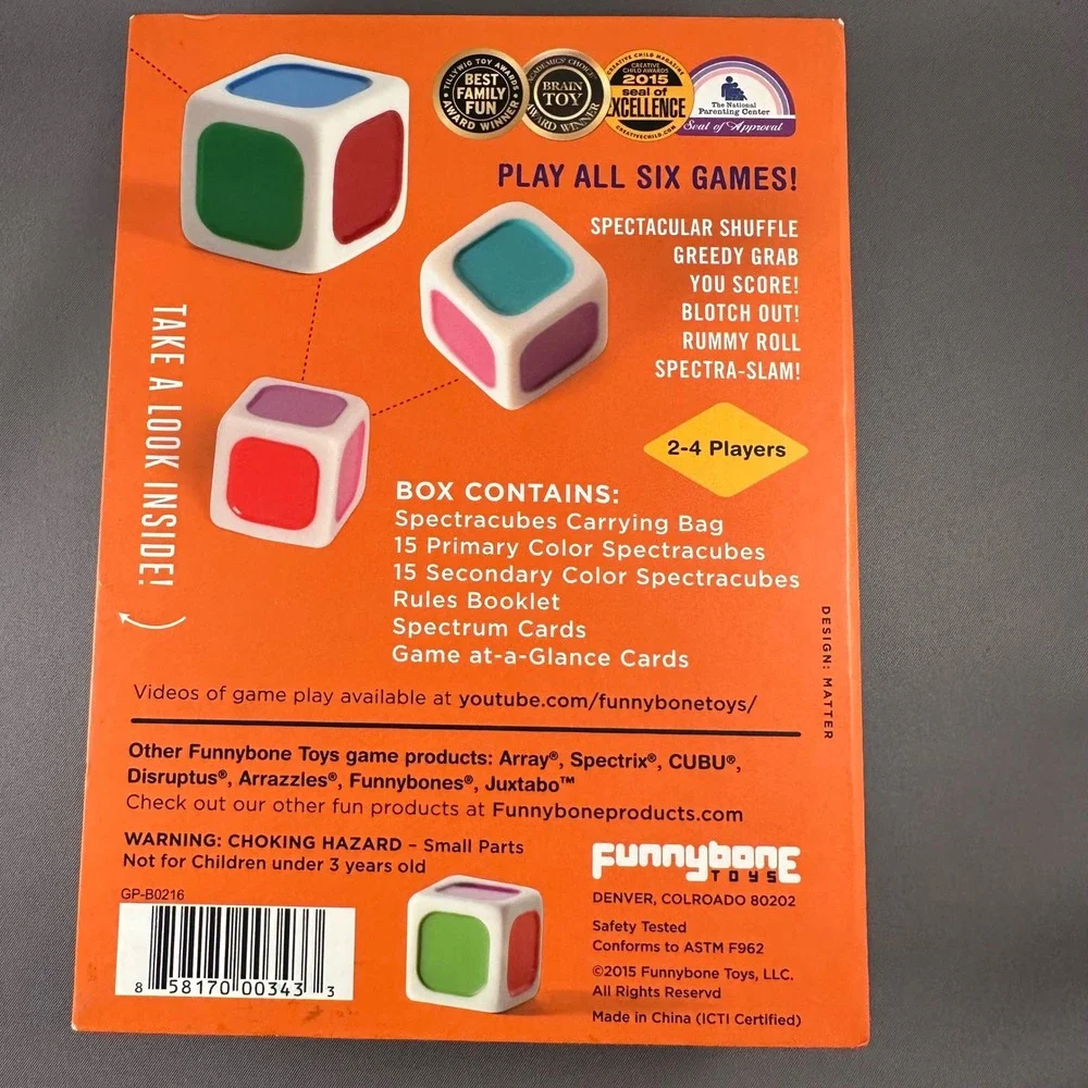 Funnybone Toys SPECTRA CUBE Games 30 Color Cubes Ages 6-99 Family‎ Fun
